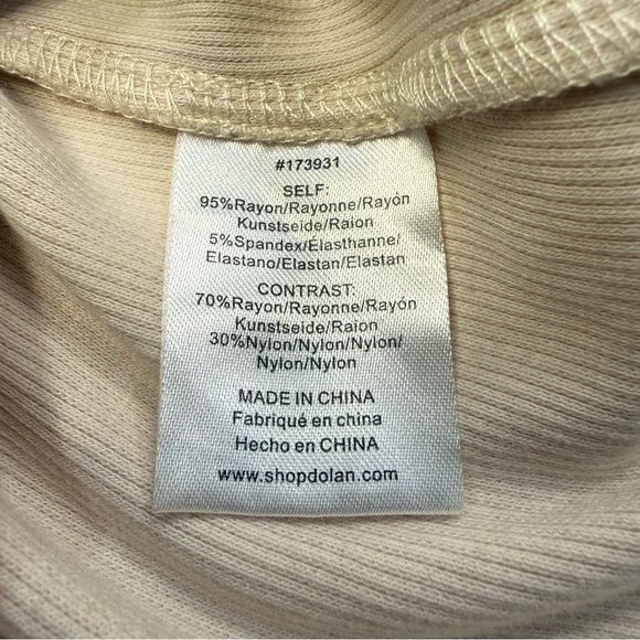 Dolan Left Coast Lace Puff Sleeve Ribbed Knit Top Women’s Small Cream Tan - Picture 11 of 12